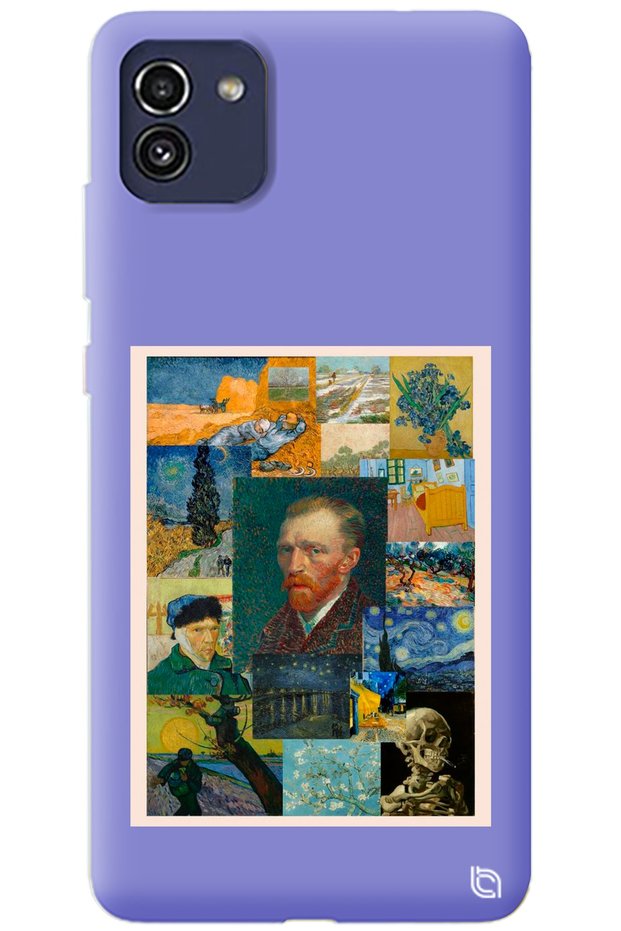 Samsung A03 Lilac Premium Velvet Van Gogh Patterned Silicone Phone Case