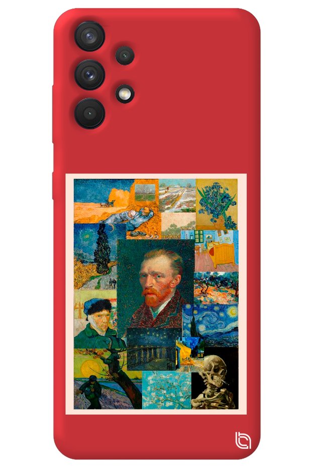 Samsung A23 4g Red Premium Velvet Van Gogh Patterned Silicone Phone Case