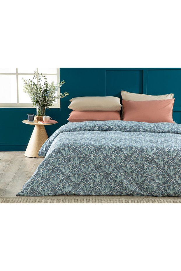 Tulip Blues Easy-Iron Double Duvet Cover 200x220 Cm Navy Blue