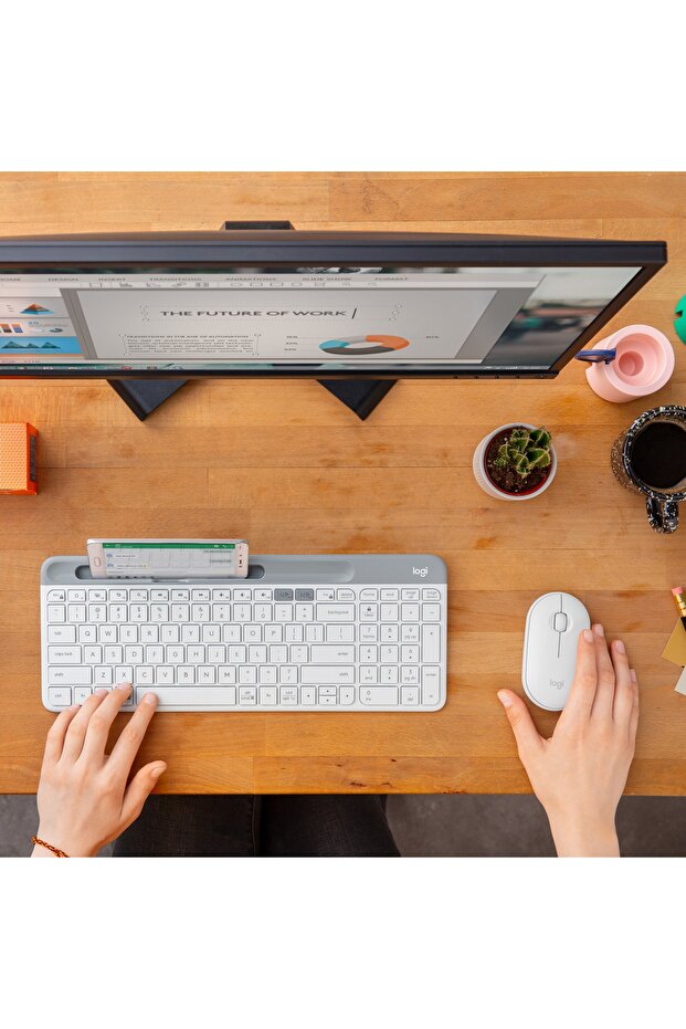 K580 Ultra Ince Çoklu Cihaz Özellikli Türkçe Bluetooth Klavye - Beyaz - 4