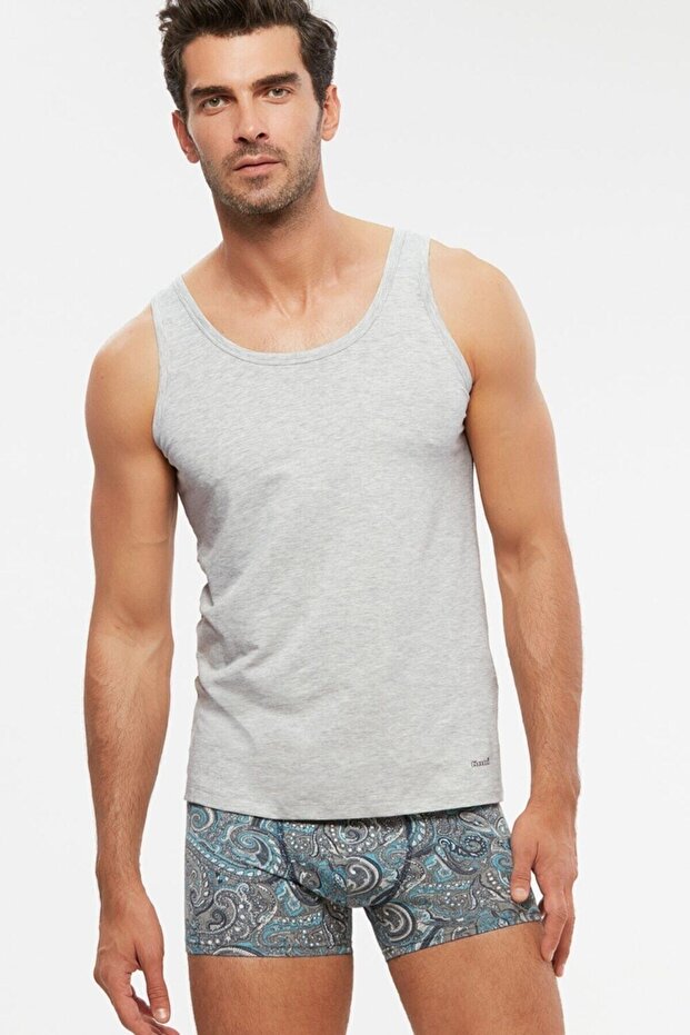 Men's Gray Combed Lycra Compact Scott Undershirt, 4-pack - 1