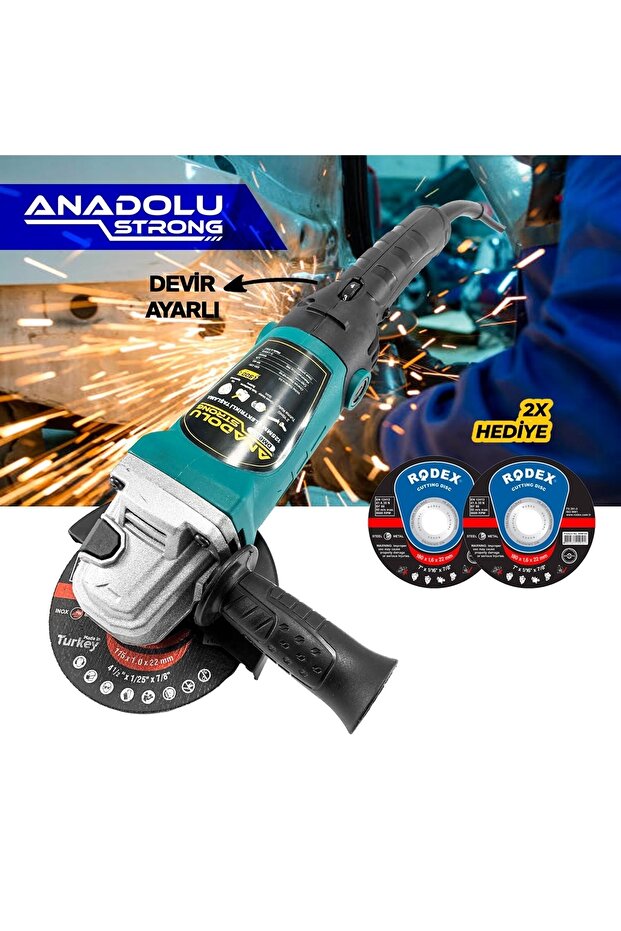 Dm803 Devir Ayarlı Spral Taşlama Makinası Avuç Içi Taşlama 115 Mm 2 Adet Disk Hediye - 5