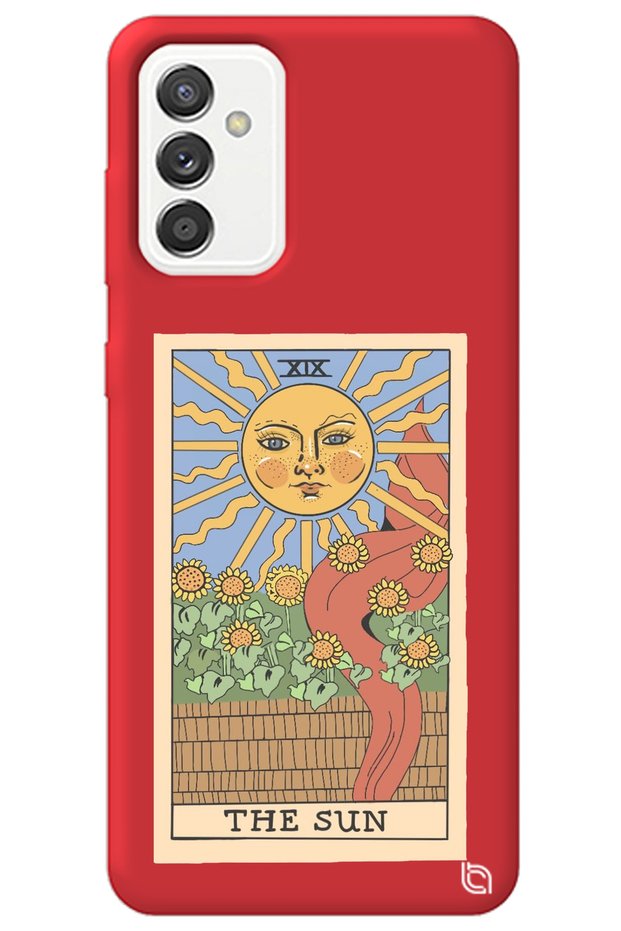 Samsung M52 Compatible Red Premium Velvet Tarot Sun Patterned Silicone Phone Case