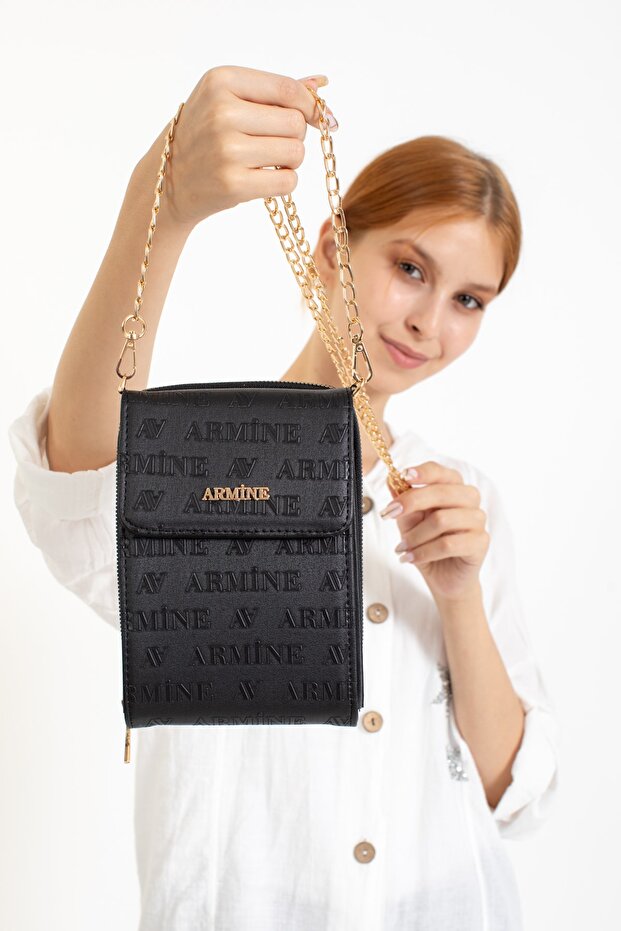 266 Laser Women's, Chain Strap Evening Shoulder Bag, Messenger Bag Black