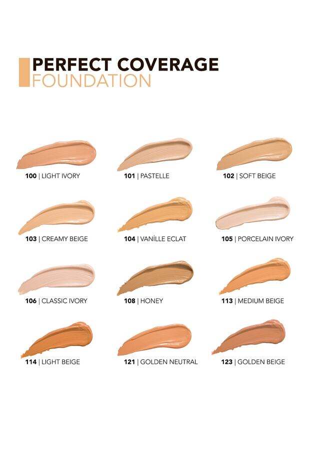 Yoğun Kapatıcı Su Bazlı Fondöten (Nötr Alt Ton) - Perfect Coverage Foundation - 102 - 8690604085903 - 5