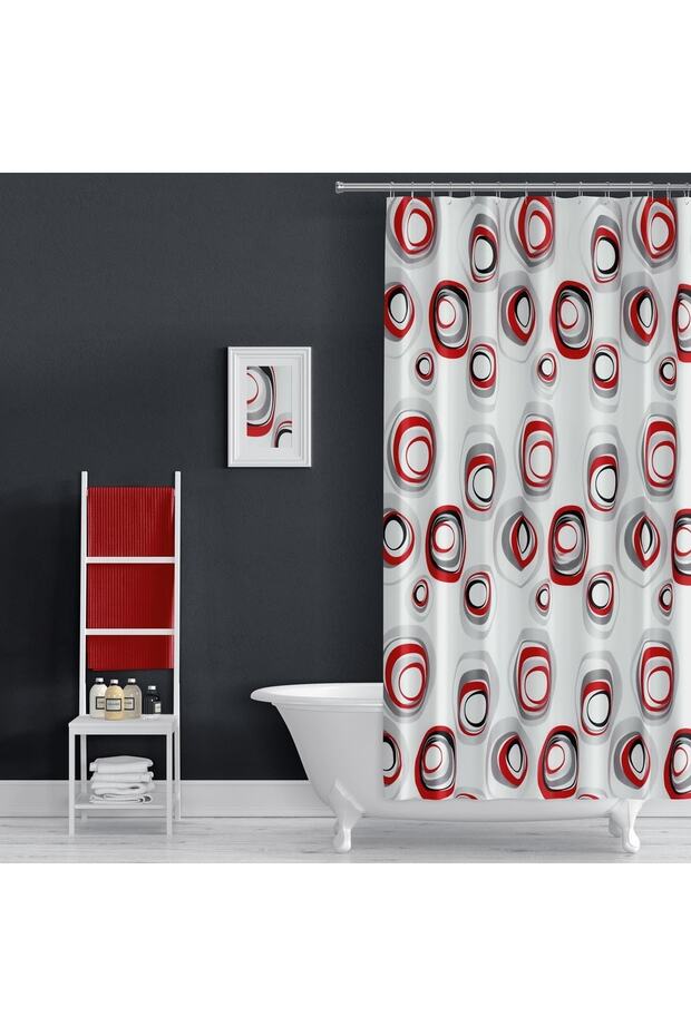 Bathroom Curtain 1X110X200 Single Panel Shower Curtain with Ring Gift Shower Cabin Curtain 4954 Mixed