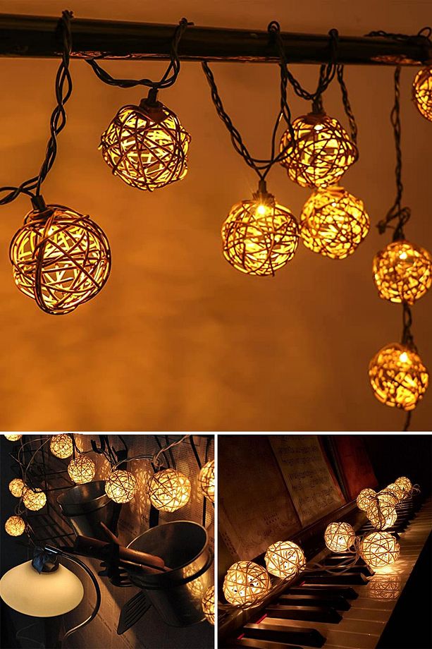 Dekoratif Rattan Model Şerit Top Led Yılbaşı Parti Doğum Günü Süsleme (10'lu) - 2