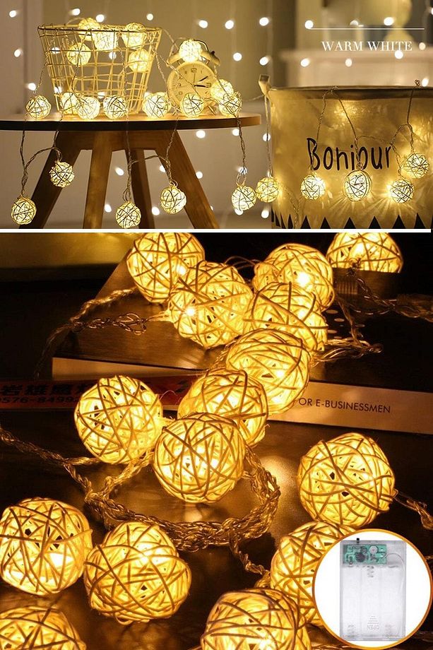 Dekoratif Rattan Model Şerit Top Led Yılbaşı Parti Doğum Günü Süsleme (10'lu) - 6
