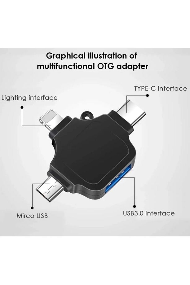 5003 Lightning Iphone Type-c Micro Usb 3in1 Usb 3.0 Dişi Mouse Flash Otg Çevirici Adaptör - 4