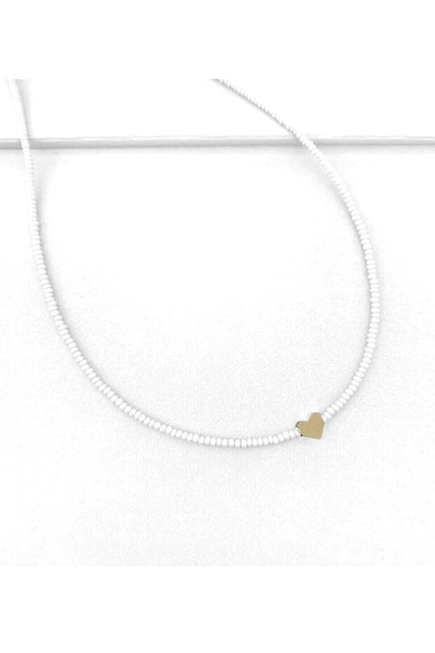 White Necklace with Heart