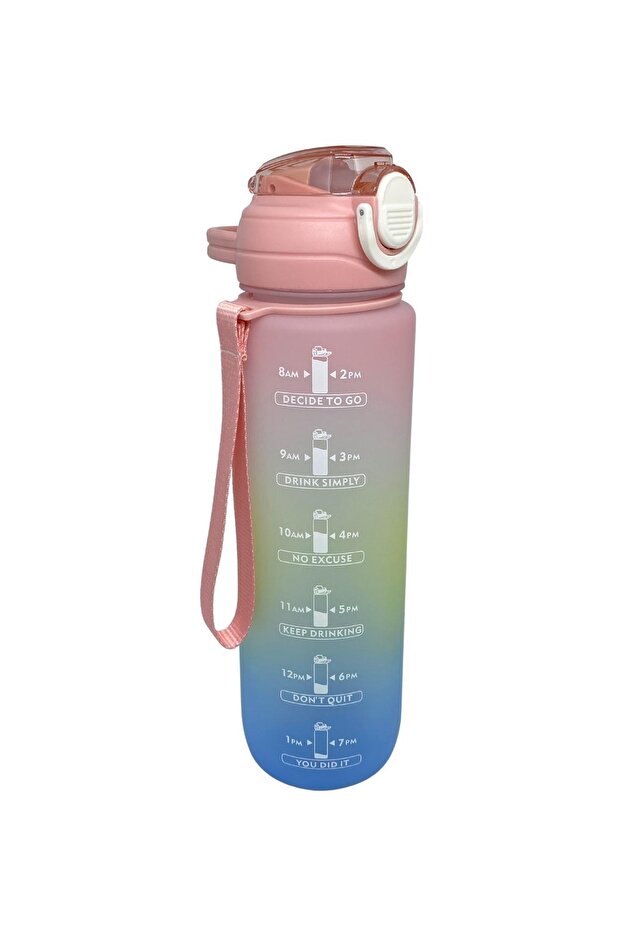 1000ml Tritan Double Color Motivational Flask with Straw