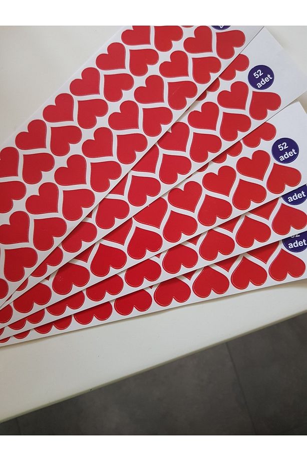 260 Adet 2 Cm Yapışkanlı Kalp Şekilli Kırmızı Sticker Etiket Hediye Paketleme Parti Hediyeleri - 1