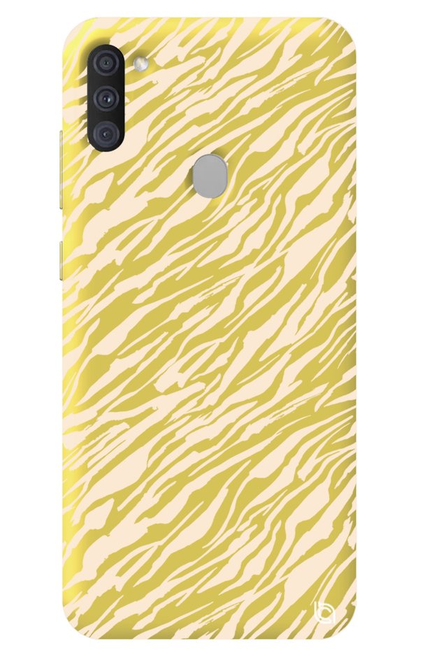 Samsung M11 Yellow Premium Velvet Stripes Patterned Silicone Phone Case