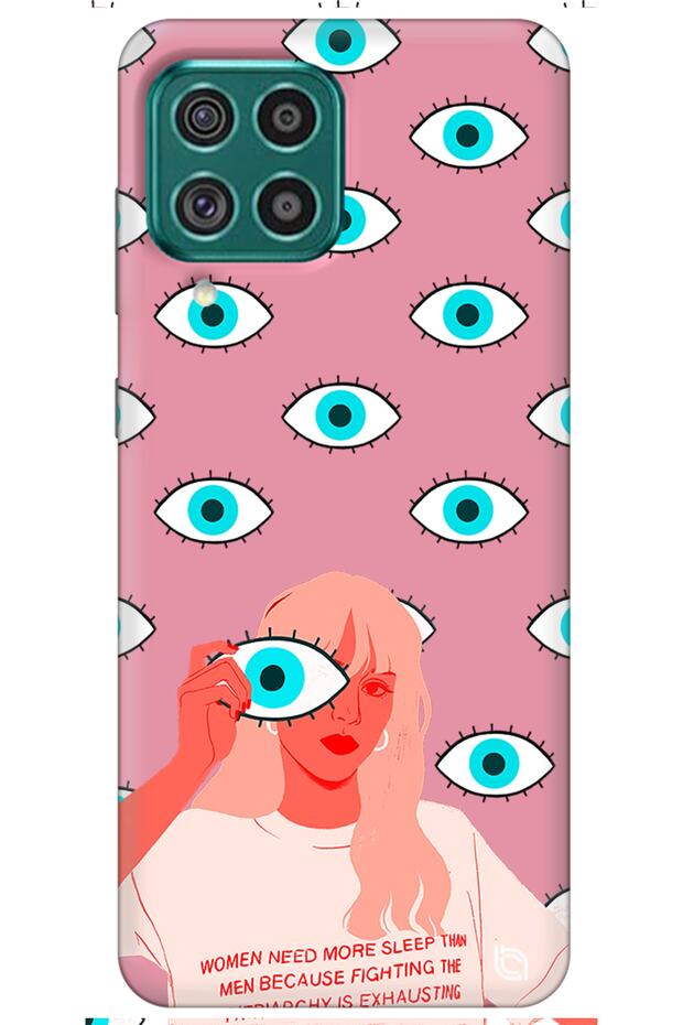 Samsung A22 Pink Premium Velvet Eye Patterned Silicone Phone Case