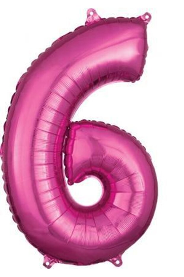 6 Number Dark Pink Foil Balloon 80 cm