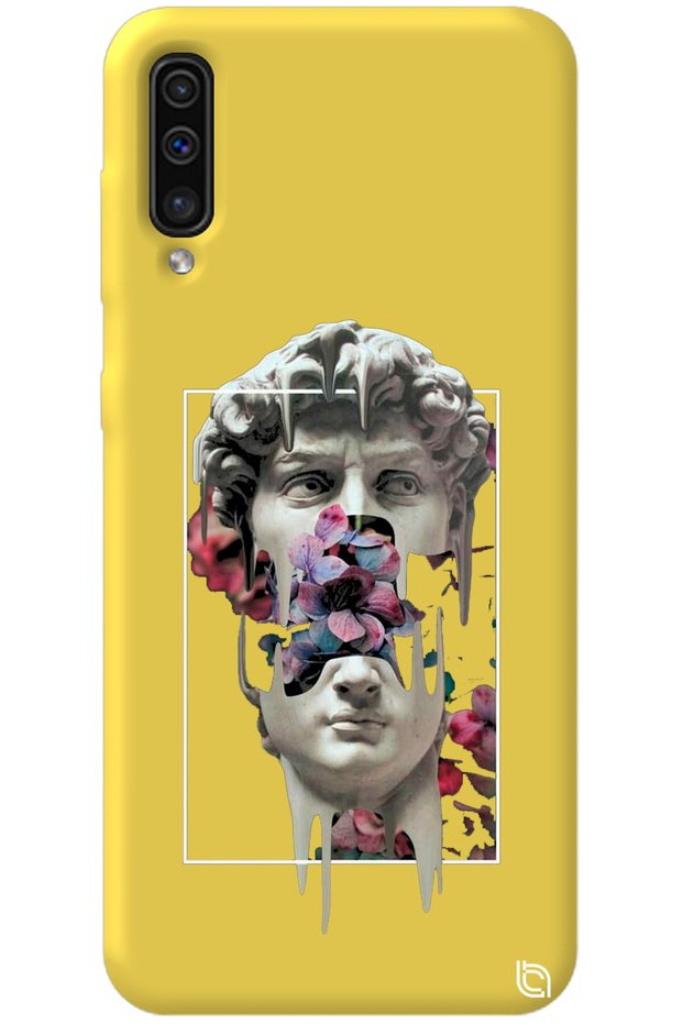 Samsung A50 Yellow Premium Velvet David Patterned Silicone Phone Case