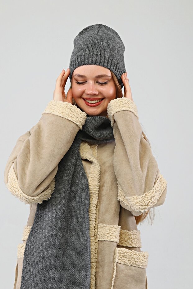- Set beretă eșarfă gri - 6