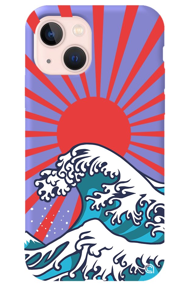 iPhone 14 Plus Lilac Premium Velvet Japanese Patterned Silicone Phone Case