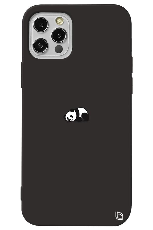 iPhone 14 Pro Black Velvet Panda Patterned Silicone Phone Case