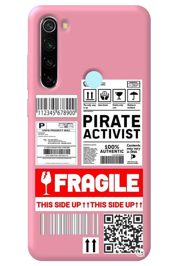 Xiaomi Redmi Note 8 Pink Premium Velvet Inside Fragile Patterned Silicone Phone Case