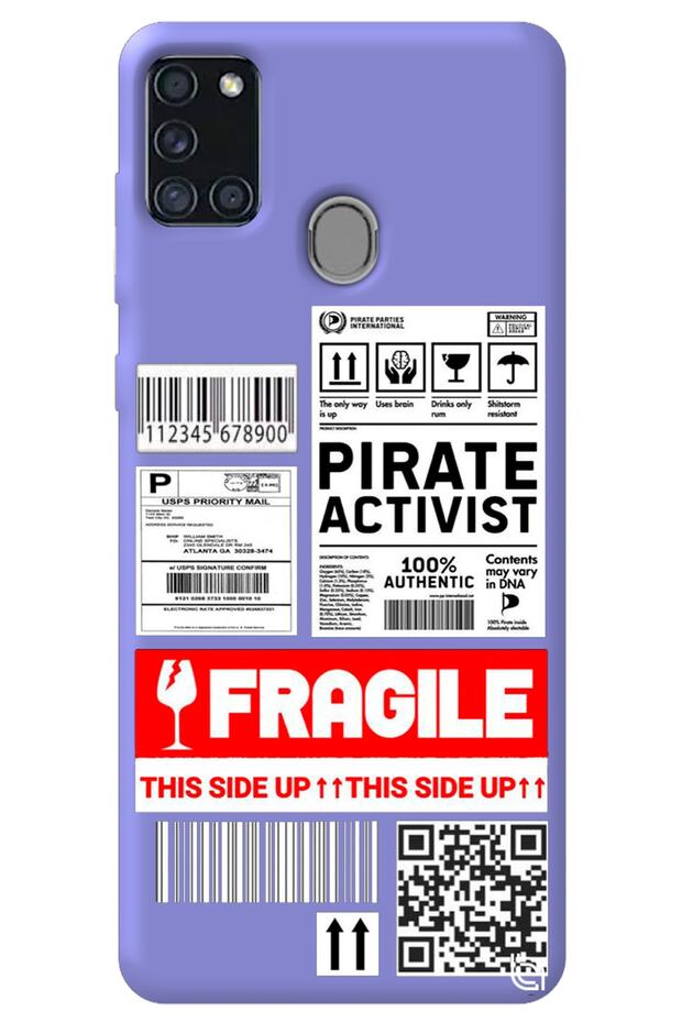Samsung A21s Lilac Premium Silicone Phone Case with Velvet Inside Fragile Pattern
