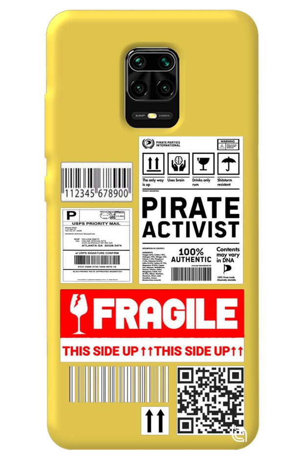 Xiaomi Redmi Note 9 Pro Yellow Premium Velvet Inside Fragile Patterned Silicone Phone Case