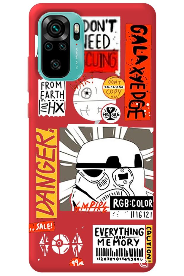 Xiaomi Redmi Note 10S Red Premium Velvet Danger Patterned Silicone Phone Case