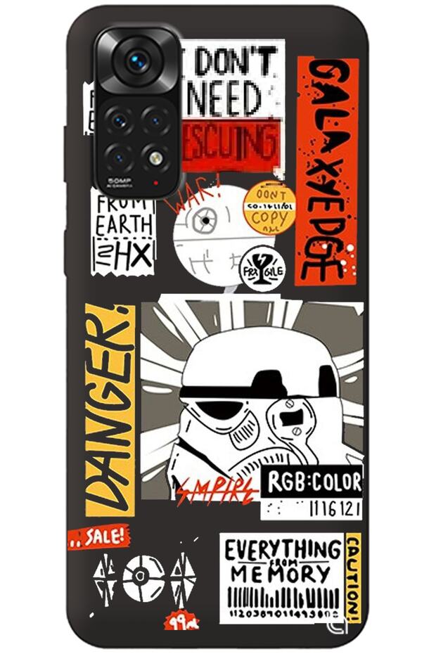 Xiaomi Redmi Note 11S Black Premium Velvet Danger Patterned Silicone Phone Case