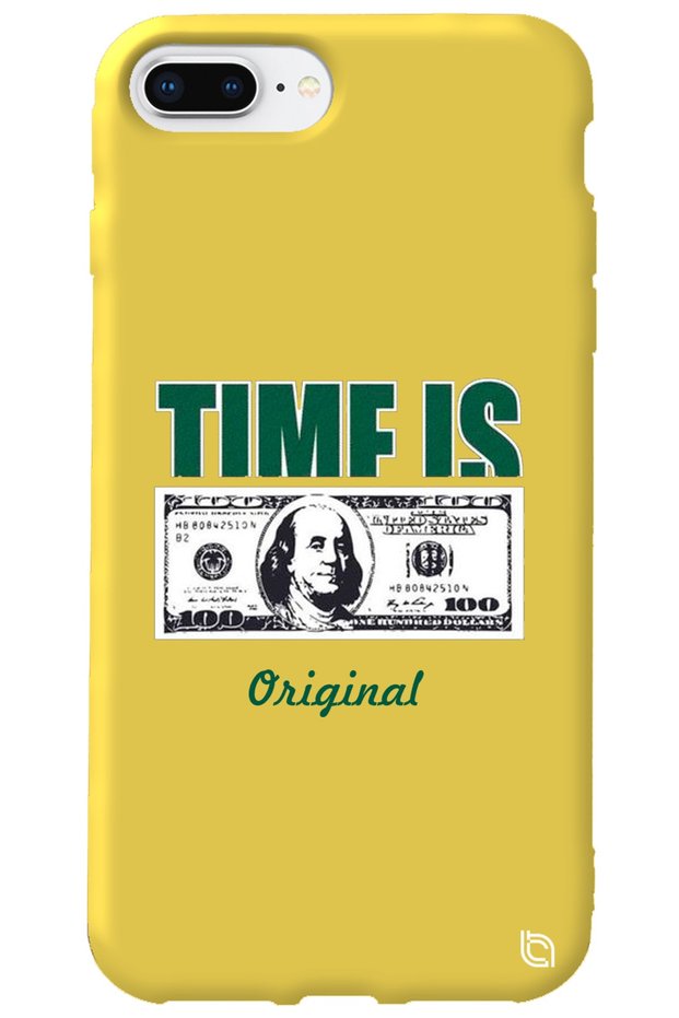 iPhone 7 Plus Yellow Premium Velvet Money Patterned Silicone Phone Case