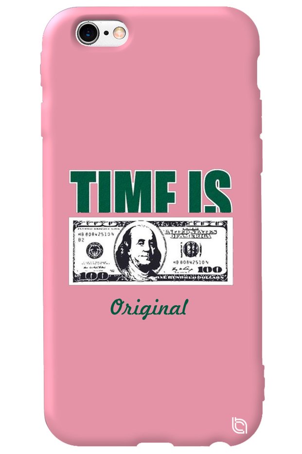 iPhone 6 Plus Pink Premium Velvet Money Patterned Silicone Phone Case