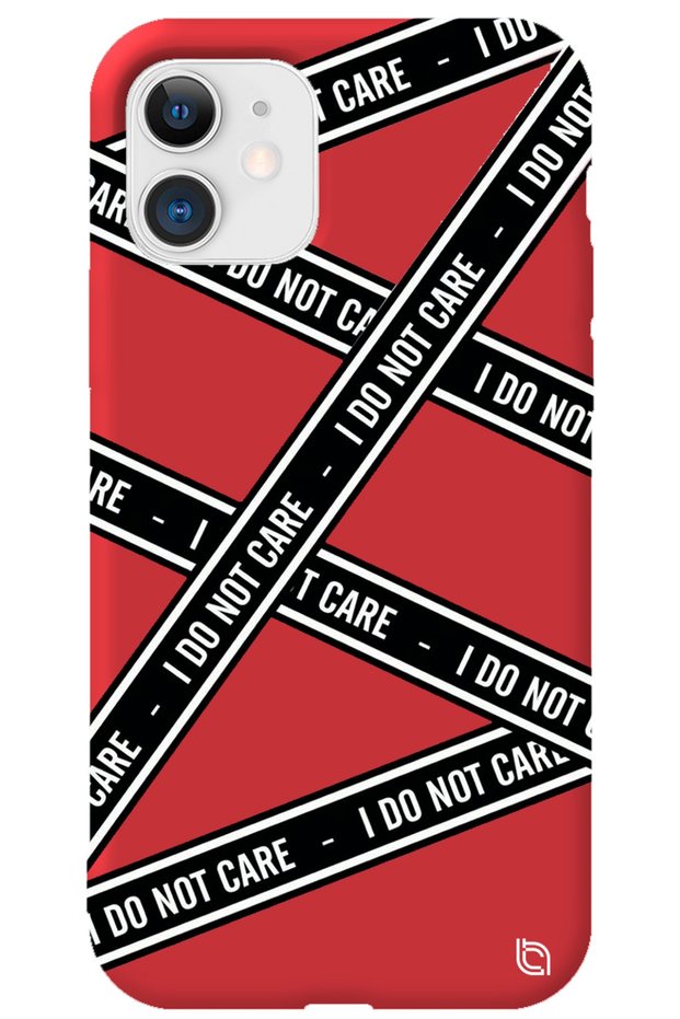 iPhone 11 Red Premium Velvet Inside Dont Care Patterned Silicone Phone Case