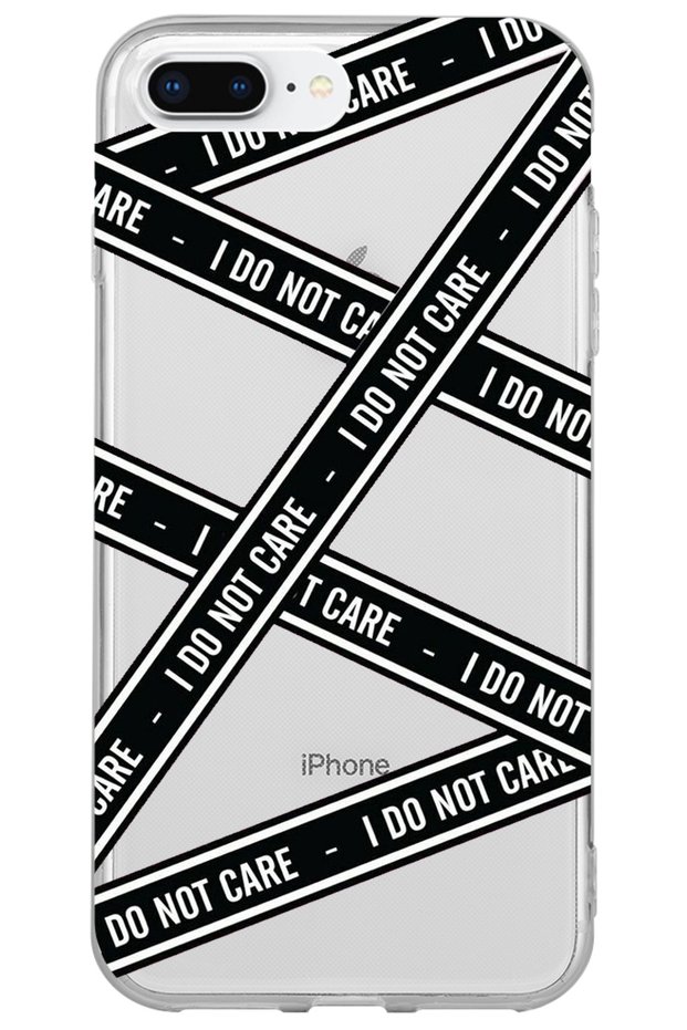 iPhone 8 Plus Dont Care Patterned Patterned Transparent Silicone Phone Case