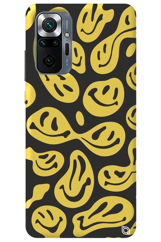 Xiaomi Redmi Note 10 Pro Yellow Premium Velvet Inside Smile Patterned Silicone Phone Case