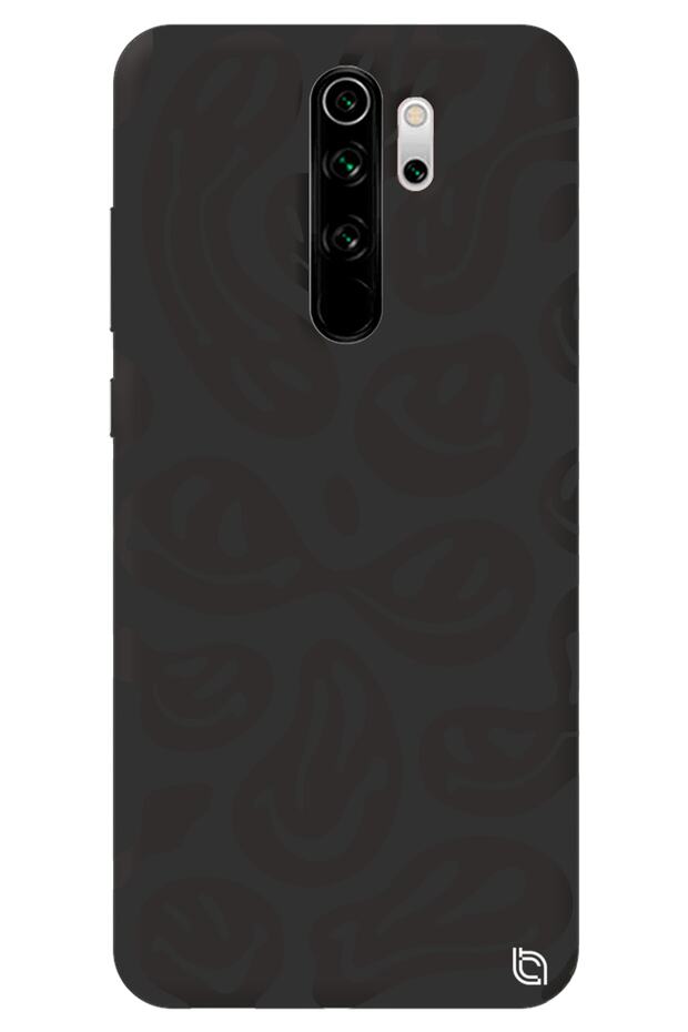 Xiaomi Redmi Note 8 Pro Black Premium Velvet Inside Smile Patterned Silicone Phone Case