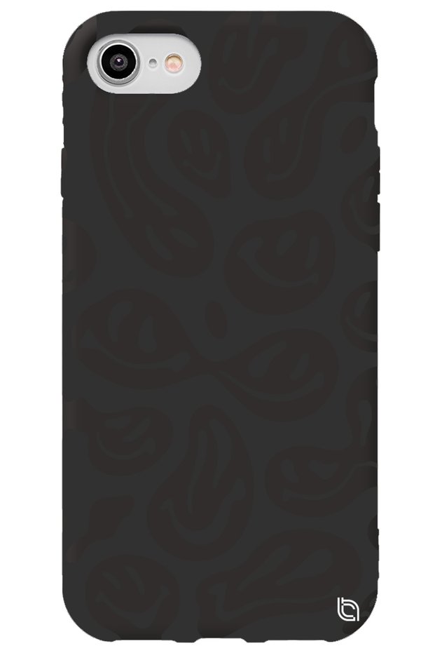 iPhone 8 Black Premium Velvet Smile Patterned Silicone Phone Case