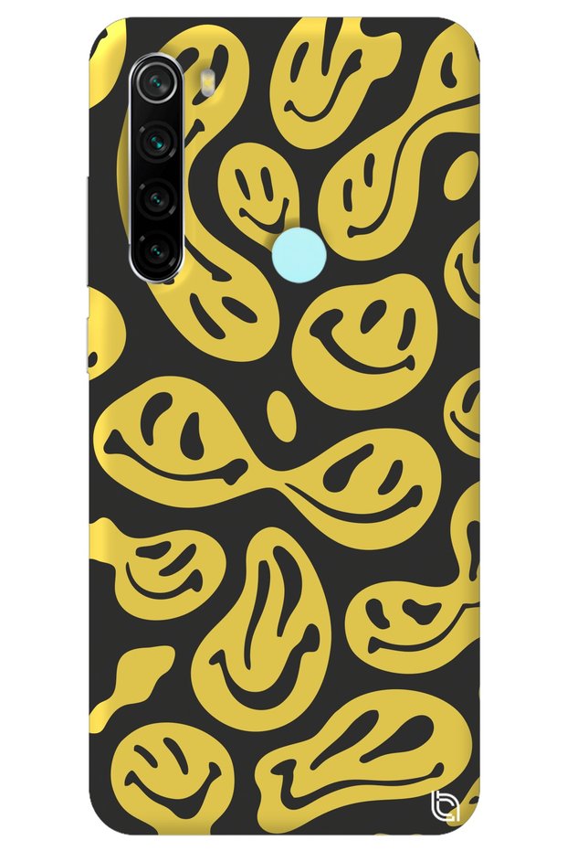 Xiaomi Redmi Note 8 Yellow Premium Velvet Inside Smile Patterned Silicone Phone Case