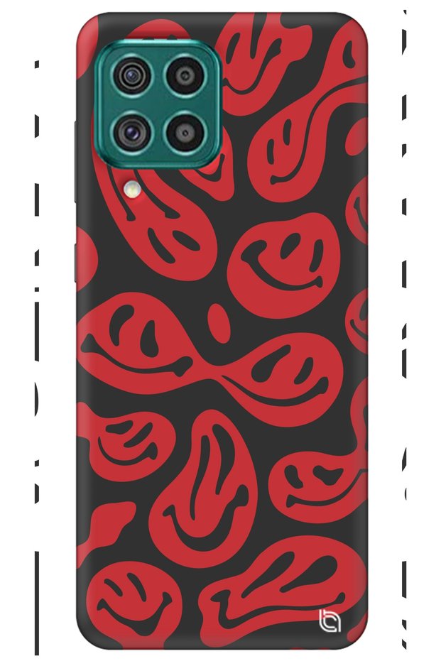 Samsung M22 Red Premium Velvet Smile Patterned Silicone Phone Case