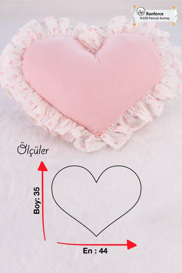 Baby Kids Room Ruffle Detailed Heart Pillow