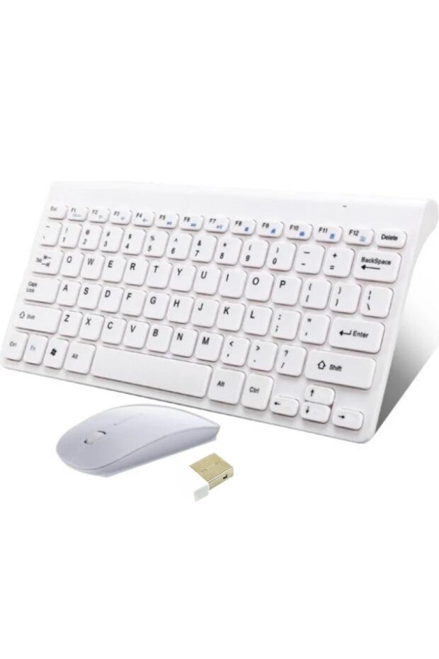 Tcl Tab 10l Uyumlu Kablosuz Taşınabilir Q Klavye Ve Mouse Set Beyaz - 1