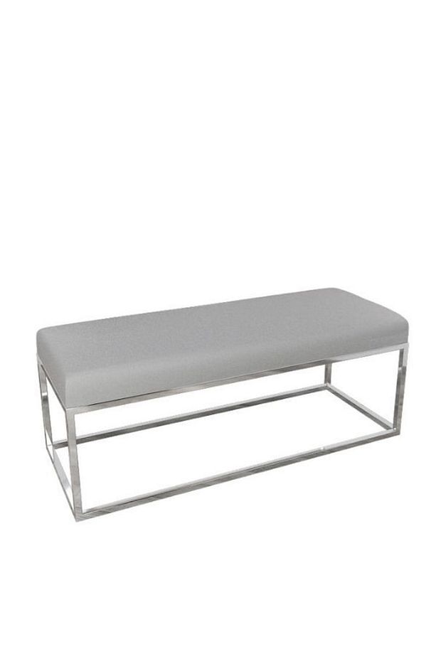 Stil Bench Paslanmaz Ayak Açık Gri Kumaş, Bench Puf, Yatak Ucu Bench, Yemek Masası Bench - 2