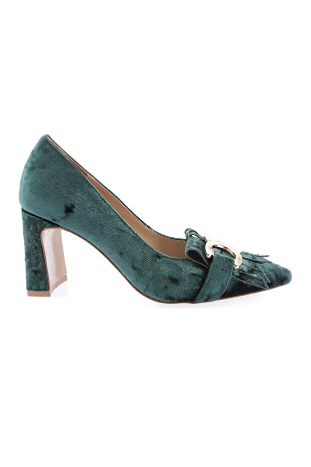 Women's Accessorized Heeled Shoes Green Velvet 2161362821
