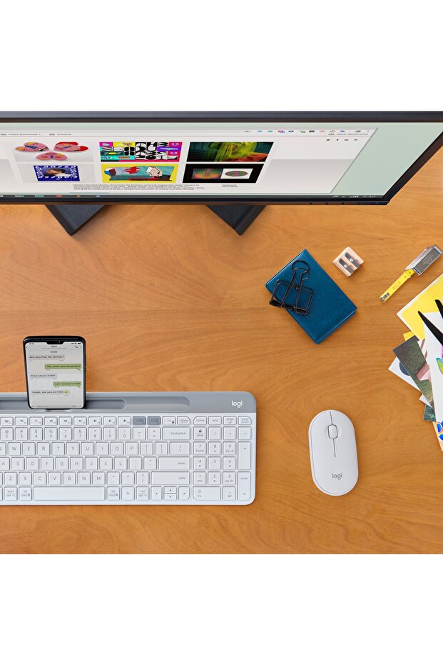 K580 Ultra Ince Çoklu Cihaz Özellikli Türkçe Bluetooth Klavye - Beyaz - 8