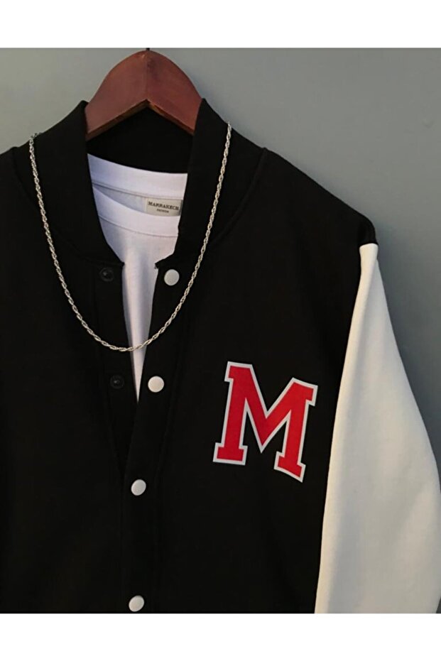 'm' Design Overisize Varsity Jacket - 3