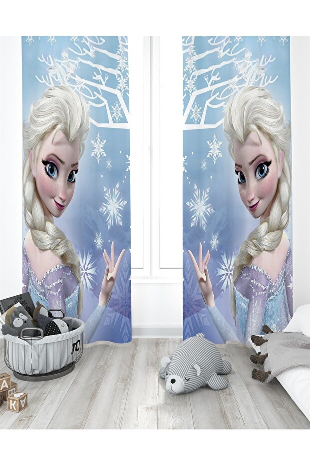 Snowflake Elsa Patterned Children's Room Curtain (Single Wing Pricing)