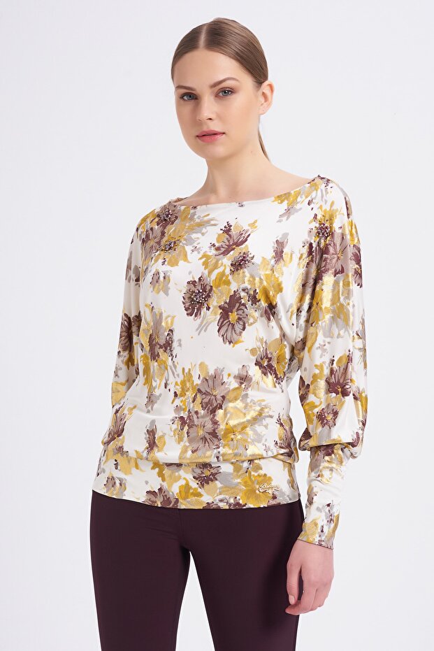Blz-desenli Ipek Bluz - 3