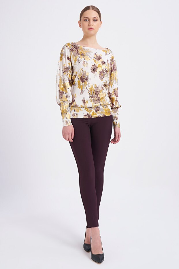 Blz-desenli Ipek Bluz - 4