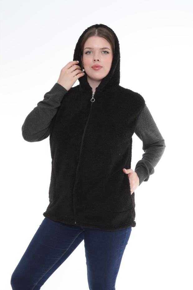 Plus Size Black Plush Vest