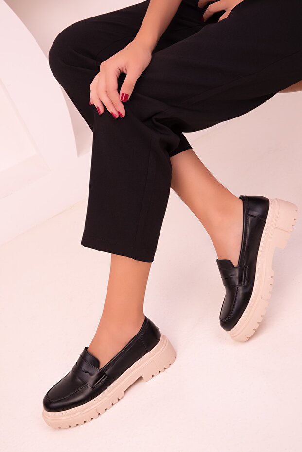Black-Beige Women's Casual Shoes 17487