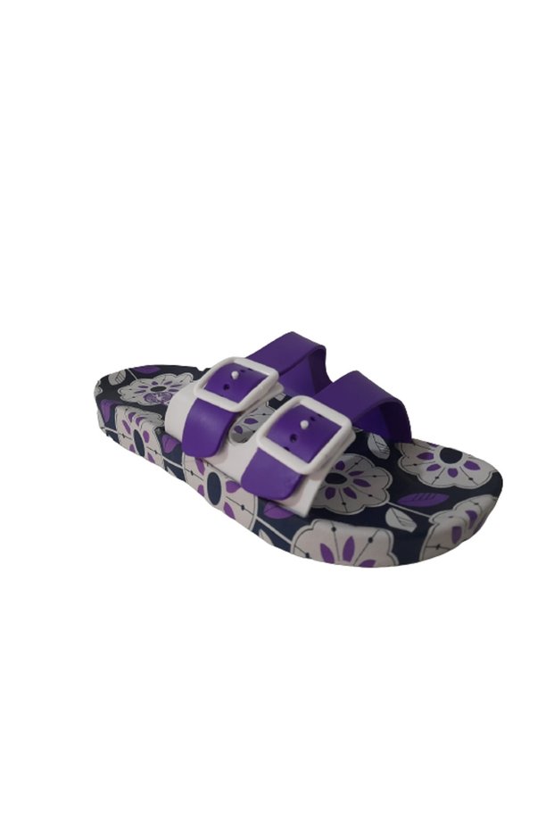 Women's Purple-white Double Buckle Non-Slip Sole Daily Pool-Sea-Beach-Seaside Walking Slippers