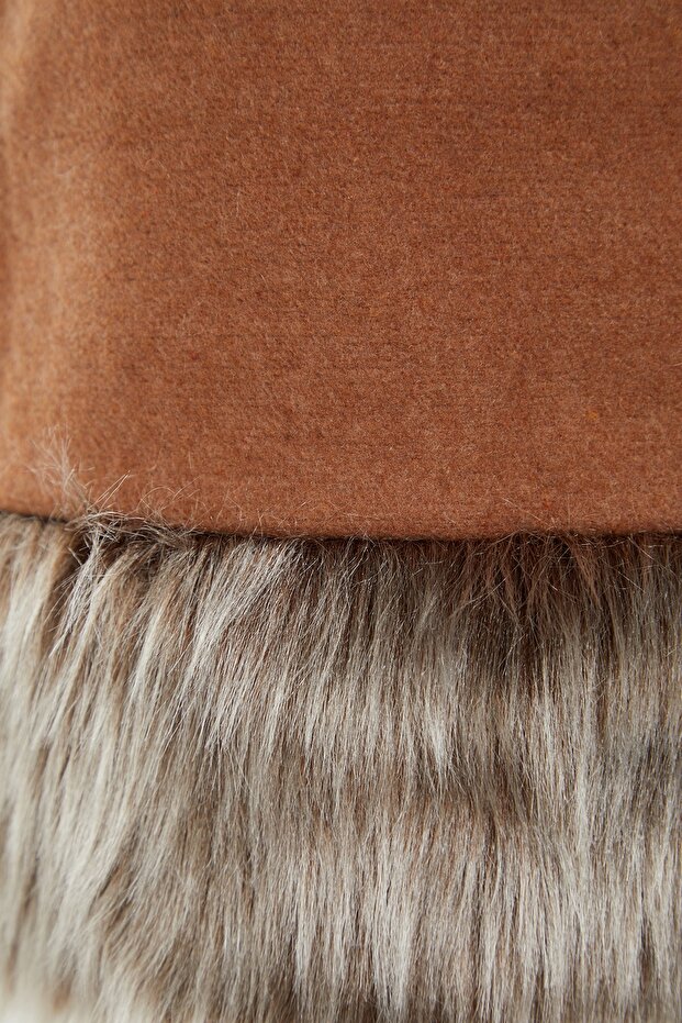 Limited Edition Camel Etek Ucu Peluş Detaylı Süper Mini Dokuma Etek TWOAW23ET00300 - 7